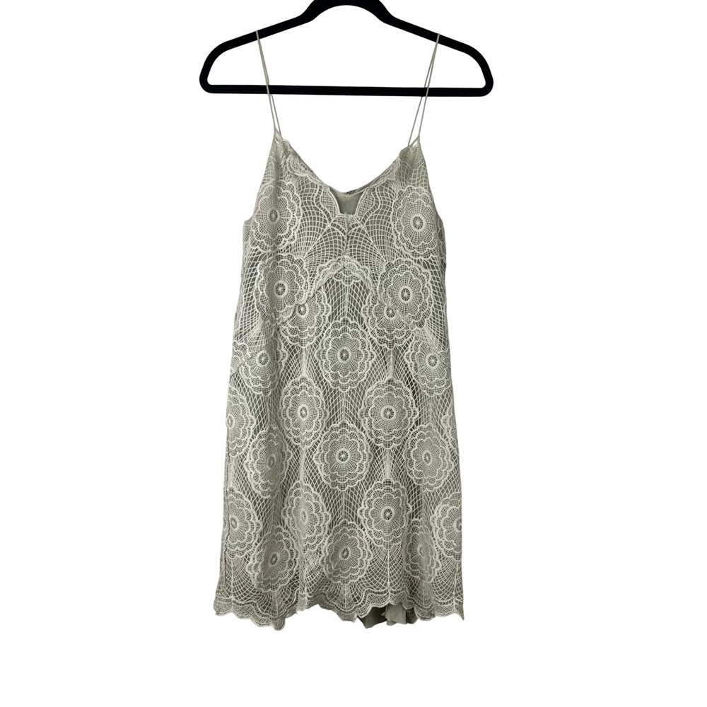 Liviana Conti Beige Crochet Lace Mini Dress Made in Italy NWT Size 44